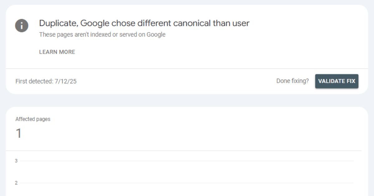 How to Fix Duplicate Without User-Selected Canonical URL